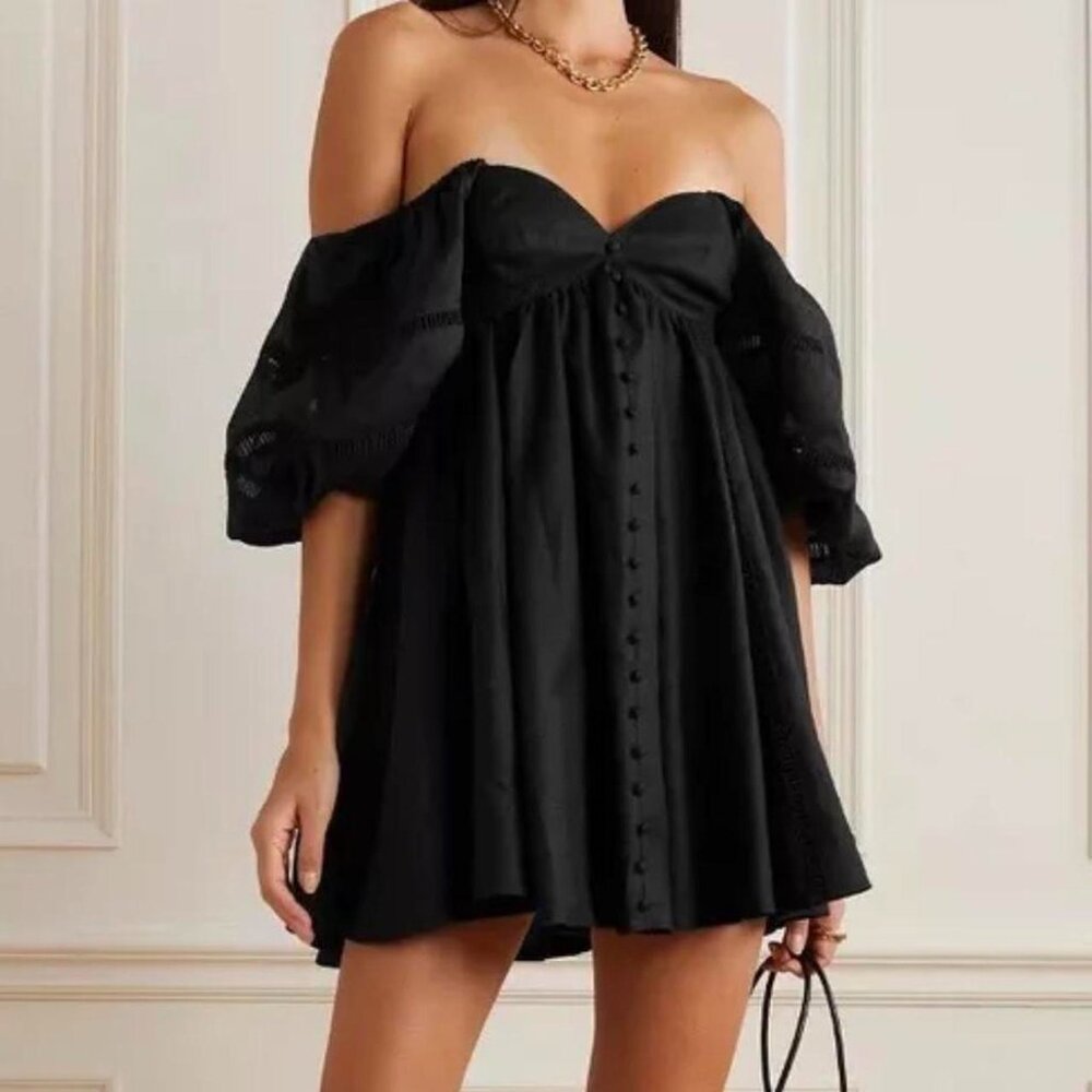 NWT Joslin Ingrid Mini Dress in Linen Canvas - Black